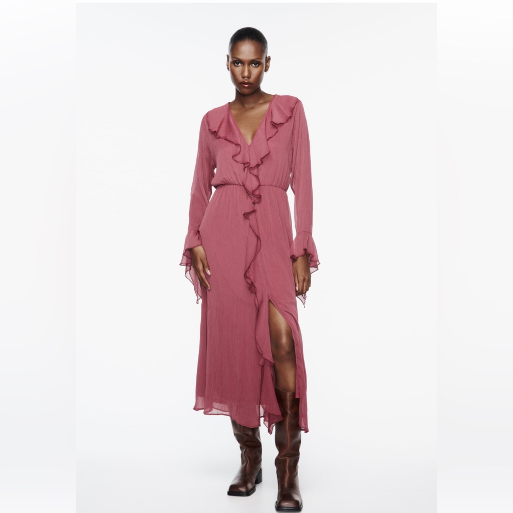 Zara Ruffled Midi Dress